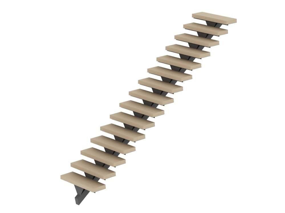 3D L-shaped steel stair calculator: saw-tooth stringers type